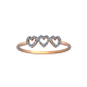 Attached Three Hearts Ring in 18k White and Rose Gold