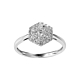 Diamond Hexagon Shape Cluster Solitaire Engagement Ring in 18K White Gold