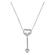 Diamond Heart Shape Drop Neckalce with Floating Diamonds in 18K White Gold